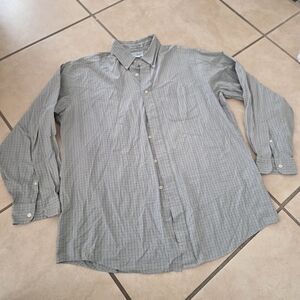 LL Bean Long Sleeve Men's Green Button Up Plaid Shirt